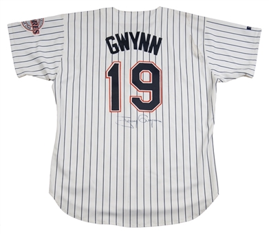 1998 Tony Gwynn Game Used & Signed Pinstriped San Diego Padres Home Jersey (PSA/DNA)